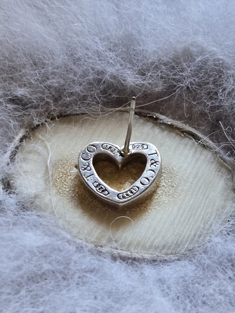 Tiffany & Co. 925 Silver Open Heart 🌟SINGLE🌟 Studded Earring ✨️